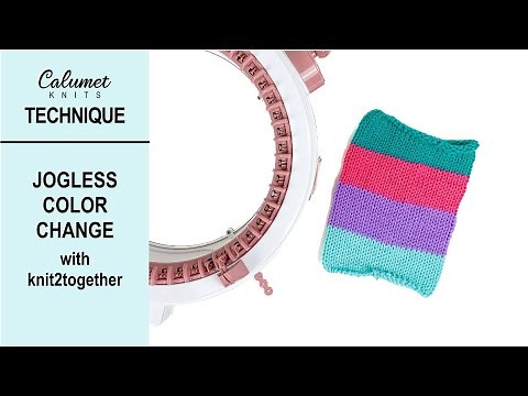 Jogless Color Change with Knit 2 Together technique
