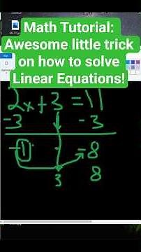 Math Tutorial: Awesome little trick on how to solve Linear Equations!