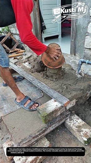 Handmade Cement Mixing and Floor Base Construction | Real Traditional Building Process.