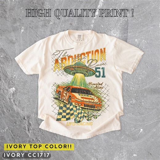 Alien Abduction Racing Shirt, UFO Car Graphic Comfort Colors® Tee, Vintage Distressed Alien T Shirt, Funny Space Gift, Retro Sci Fi Art - Etsy