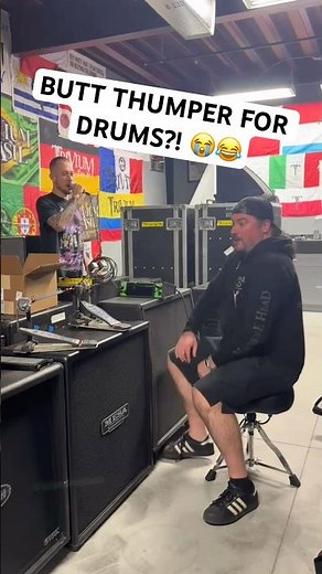 Trying out our new butt thumper for drums… 😭😂 ‪@matthewkheafy‬