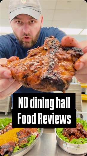Mike Golic Jr. on Instagram: "Notre Dame Dining Hall reviews: dinner time! ☘️ Pecan wood grilled Nashville Hot Chicken and Pork Wings with just enough heat to help thaw you out after mass in the ice chapel! Chef Matt and the folks at @nddining are on a HEATER and word on the street is the pork wings are back on the menu tomorrow 👀 I’m booking my plane ticket as we speak #football #food #fyp"