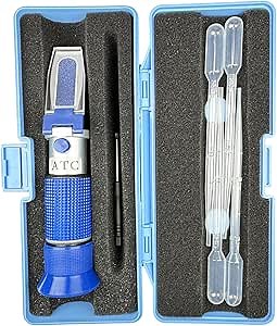 5-in-1 DEF Antifreeze Refractometer Coolant Tester with ATC Hydrometer Kit for Automotive Antifreeze Diesel Exhaust Fluid Ethylene Glycol or Propylene Glycol Based Windshield Washer Fluid Battery Acid