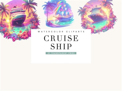 Watercolor Cruise Ship Clipart: Sublimation Designs (digital Download) - Etsy
