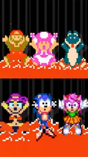 Famous Characters Falling in LAVA - Super Mario Bros. Remastered #supermario #mario #sonic #nes