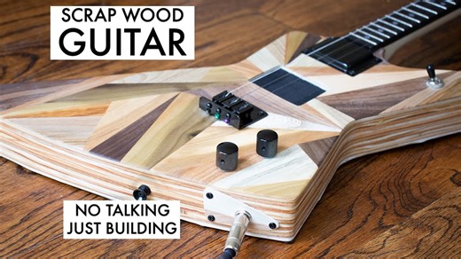 Building a 3 String Guitar from scrap wood - NO TALKING, JUST BUILDING!!