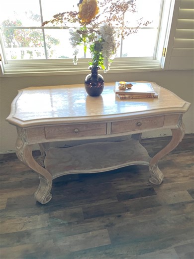 Antique Tiger Oak Cerused Library Table, Refinished Console Desk - Etsy