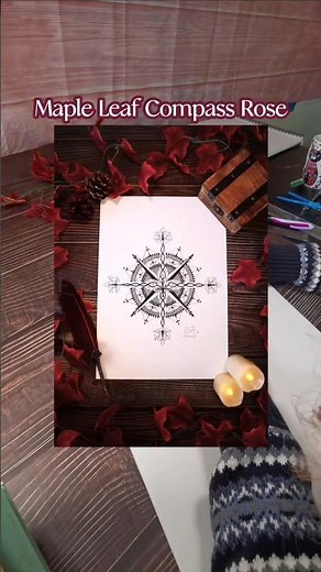Cozy autumn compass rose speed drawing 🍁✨ #autumn #art #fall #fallvibes #fantasymap #shorts