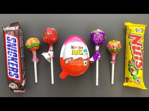 Satisfying video Asmr lollipops candy and chocolate gummy candy unboxing video