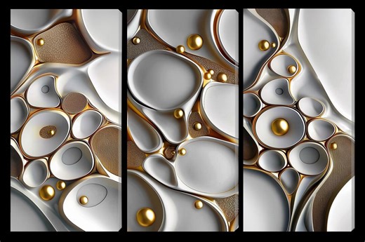 Unique Wall Art – Multi Panel Abstract Canvas for Modern Home Decor With Gilded Accent - Etsy