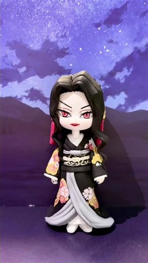 Chibi Female Muzan clay figure | Demon Slayer anime art ✨🖤 #anime #claydoll #demonslayer