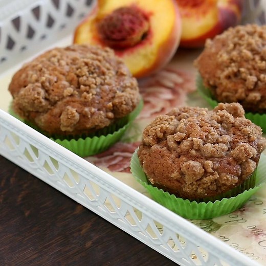 These Peach Crumble Muffins are simply amazing. Soft and moist inside, full of peach pieces, with crispy crumble on top, are by far one of the best treats you can get alongside your morning coffee Full recipe: https://bit.ly/2dFKxAJ | Home Cooking Adventure