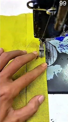 Bright Yellow Fabric Seam Stitching with Precise Alignment Sewing View #shorts