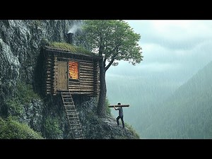 How I Built a Mountain Survival Shelter in 7 Days Out of Large Logs
