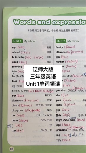 辽师大版三年级英语Unit i单词领读