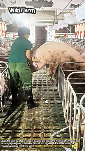 Inside a Modern Pig Farm Routine #worker #process #livestock #industry #daily