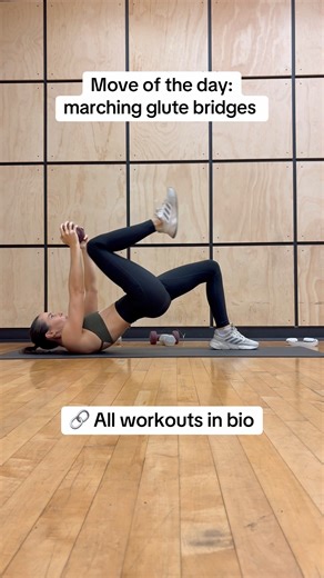 Move of the day: marching glute bridges | strengthen your core and challenge your balance 💪🏼