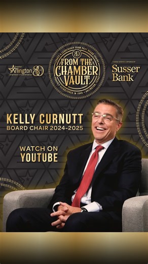 Kelly Curnutt, Board Chair in 2024–25, led the Chamber during a milestone year of momentum and celebration. From long-term investments shaping Arlington’s Entertainment District to the energy of an engaged membership, his story highlights the Chamber’s role in turning vision into progress. Watch Kelly’s full video on YouTube! From the Chamber Vault Video Series made possible by Susser Bank. #TogetherWeSucceed #ChamberofCommerce #ArlingtonTX #Celebrating80Years #ChamberVault #PastBoardChairs | Gr