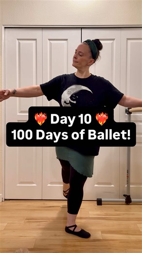 ❤️‍🔥 Day 10 of 100 Days of Ballet ❤️‍🔥 The exercise I'm sharing today is frappés, with a little petit battement thrown in.⁣⁣⠀ ⁣⁣⠀ Ballet uses so many different muscles, and every day it feels like more of mine are waking up. A few exercises before this one, I kept having these little moments where I’d think, “ah, that’s the muscle I need to engage!