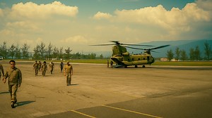 U.S. Troops Load Shelter Supplies into CH-47 Chinook