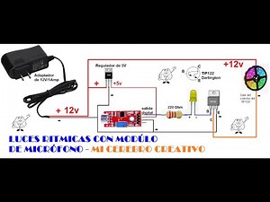 RHYTHMIC LIGHTS WITH ELECTRECT MICROPHONE MODULE AND WITHOUT ARDUINO - VERY EASY TO MAKE!!