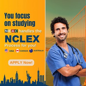 Get licensed faster, from anywhere. Applying for NCLEX, NCNZ, NMBI, NMC UK, SCFHS, DOH, UAE MOH, DHA, MOPH, OMSB, NHRA and other international medical licensing exams is now just a few clicks away, thanks to our streamlined online process. Let's talk today – your application is in safe hands! | NEAC Medical Exams Application Center