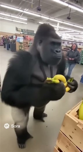 Gorilla steals bananas from grocery store! #shorts #zoocam