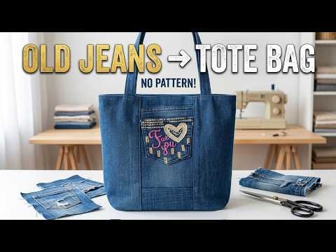 DIY Tote Bag From Old Jeans | Easy to Sew, No Pattern Needed!