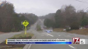 Downed trees, lines close NC 55, cut power near Fuquay-Varina