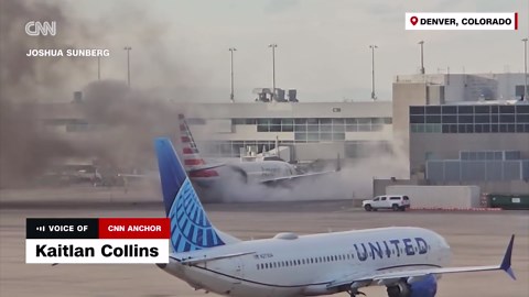 American Airlines plane engine catches fire at Denver airport