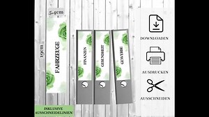 32 Binder Spine Labels, File Folder Template for Printing, Digital PDF Download, Green Roses Blossoms, Modern Elegant, 190 Mm X 54 Mm - Etsy Canada