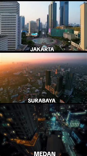 perbandingan 3 kota besar di Indonesia #jakarta #surabaya #medan