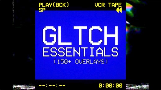 234个4K复古美学VHS磁带故障闪烁粒子烟雾CRT失真毛刺嘻哈说唱MV音乐风格纹理剪辑素材 AE预设 GLTCH ESSENTIALS (200  OVERL