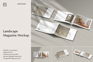 A4 Landscape Magazine Mockup, a Books & Magazine Mockup by graphicpages