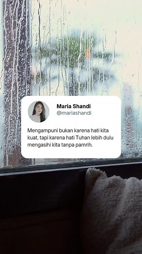 Belajar mengampuni memang nggak mudah, tapi di situlah kita makin serupa dengan hati Bapa.🤍 | Maria Shandi
