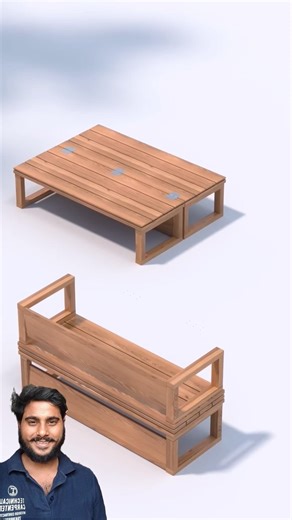 Multifunctional folding chair design #design #Furniture Design #technicalcarpenter #wood