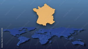 World Map Showing France Country in Detail