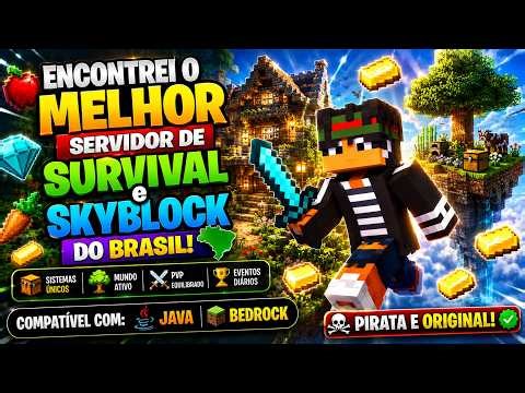 I found the best Survival and Skyblock server in Brazil for Minecraft Java and Bedrock.