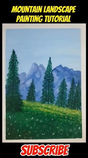 Easy Mountain Landscape Painting Tutorial | Acrylic Painting for Beginner #shorts #satisfyingart