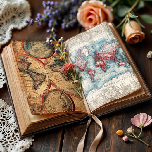 Vintage World Maps Junk Journal Kit – 51 Page Collage Ephemera (PDF Download - Etsy Australia