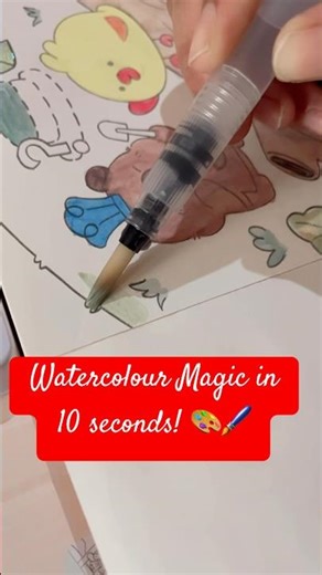 "😍 Cute Bear & Chick Watercolor Art! 🌿🎨 #Shorts