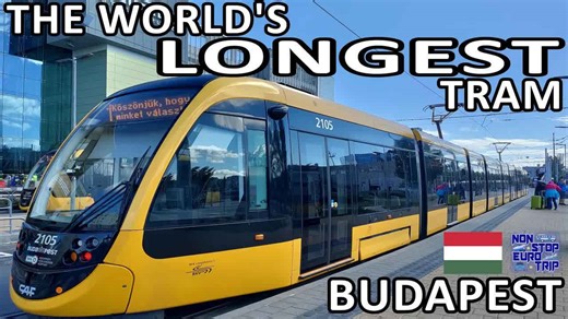 The world's longest trams / riding line 1 in Budapest Hungary