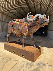 387K views · 16K reactions | The construction process of the Cape Buffalo! Measuring 3.6m long and weighing over 800kg. Constructed from retired tools, machine parts and stainless steel. What public space or business do you think could do with a big Cape Buffalo? | Jordan Sprigg Sculptures | Facebook