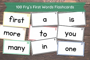 100 Printable Fry's First Hundred Sight Word Flashcards | Kindergarten-1st Grade Sight Words | High Frequency Word Flashcards | Color Coded - Etsy