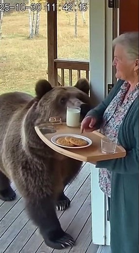Grandma Gives a Bear a Cookie #cute #funny