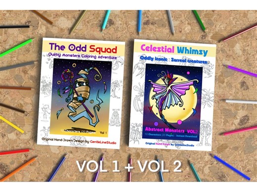 Abstract Monsters Coloring Pages | Surreal Creatures, Hand-drawn (PDF Download) - Etsy