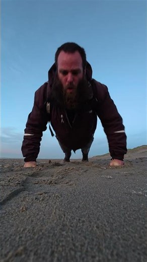 19 push ups, while wearing a backpack, on the beach