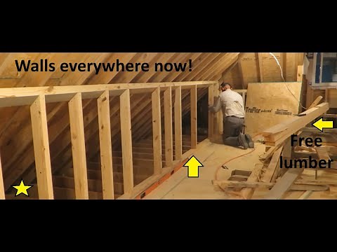 Ep#337 Framing attic walls part 2. How to support long rafters in an attic. So many walls