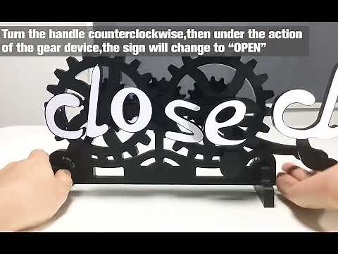 Wooden Double-Sided Open/closed Sign Signs Reversible Gear Business Closing Sign