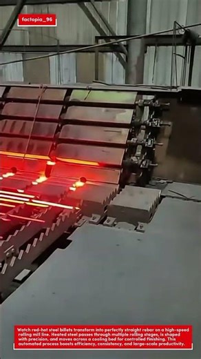 Red-Hot Steel Rebar Production Line | Inside the High-Speed Rolling Mill Process